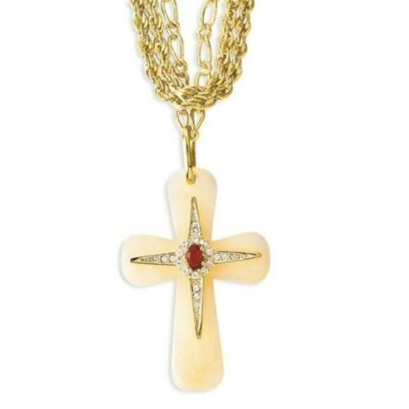 Jackie Kennedy Swarovski Crystal Brazilian Cross Necklace by Camrose and Kross - Picture 2 of 2